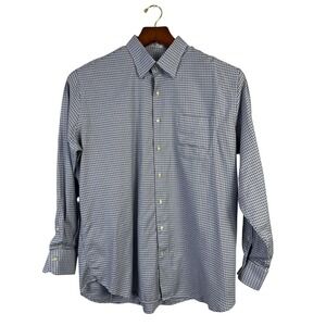 Peter Millar Extra Large Plaid‎ Preppy Blue Button Down Long Sleeve Shirt Cotton